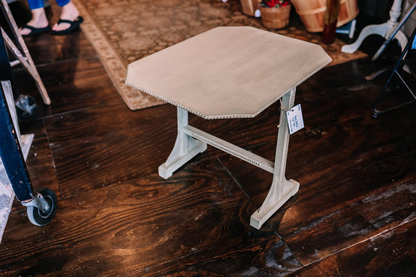 Hand-Painted, Detailed Side Table (Gray)
