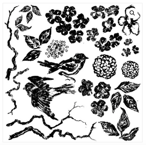 Birds Branches Blossoms Stamp