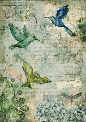 Afternoon Hummingbirds - Rice Paper by Decoupage Queen