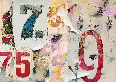 Andy Skinner Number Jumble - Rice Paper by Decoupage Queen