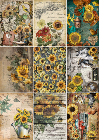 Sunflowers Journaling Cards 0496 - Rice Paper by Decoupage Queen