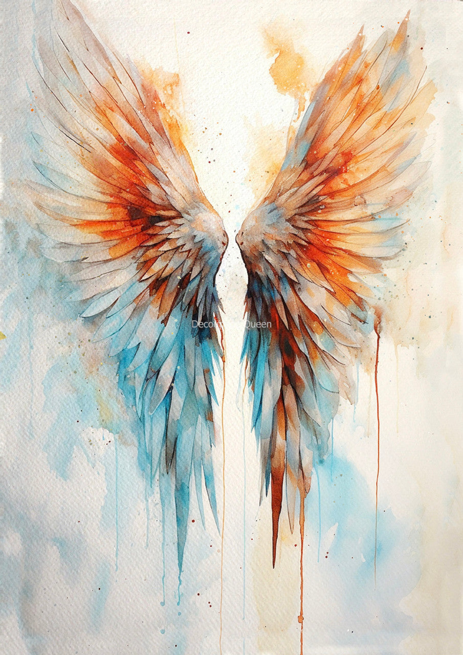 Andy Skinner Watercolor Wings II - Rice Paper by Decoupage Queen 0599