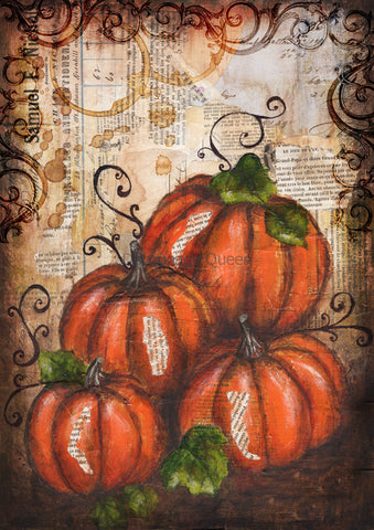 Painted  Pumpkins 0632 - Rice Paper Decoupage Queen