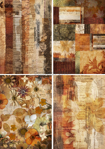 Autumn Textures 4 Pack 0638 - Rice Paper Decoupage Queen