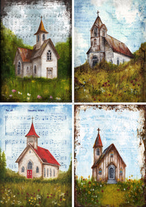 The Four Churches 0648 - Rice Paper Decoupage Queen - Teresa Rene Art