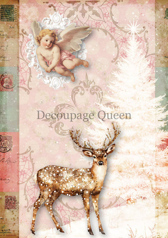 Pink Deer 0770 Rice Paper by Decoupage Queen