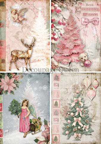 Pink Winter Four Pack 0774 Rice Paper by Decoupage Queen