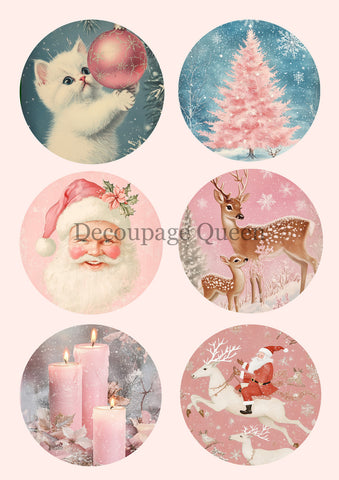 Pink Winter Ornaments 0775 Rice Paper by Decoupage Queen