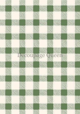 Green Checks 0777 Rice Paper by Decoupage Queen