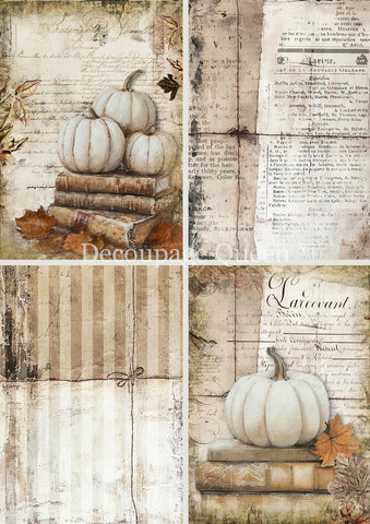 Cottage Pumpkins Four Pack - 0785 Rice Paper by Decoupage Queen
