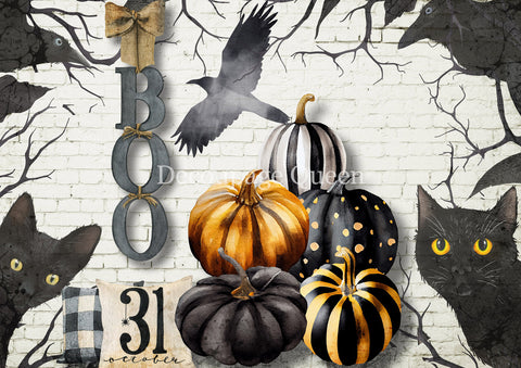 Black and White Pumpkins - 0786 Rice Paper by Decoupage Queen