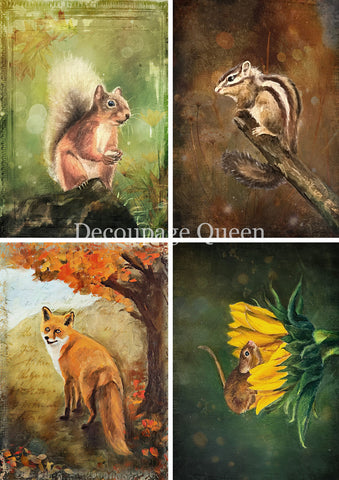Woodland Creatures Four Pack - 0823 Rice Paper by Decoupage Queen