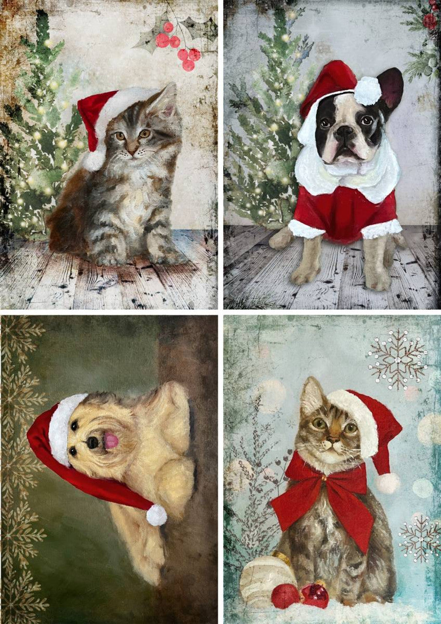 Christmas Pets Four Pack - 0840 Rice Paper by Decoupage Queen