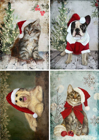 Christmas Pets Four Pack - 0840 Rice Paper by Decoupage Queen
