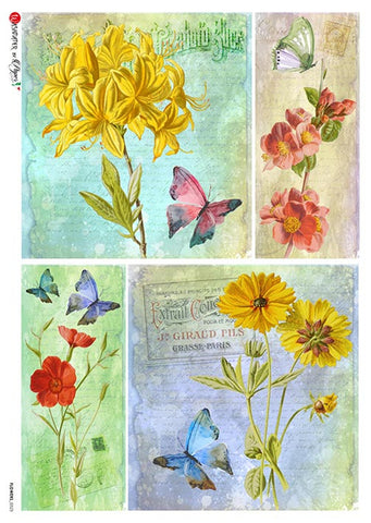Vintage Flowers Four Scenes - Rice Paper by Paper Designs