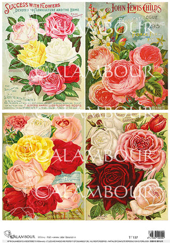 Beautiful Open Roses 4-Pack  - Rice Paper by Calamboour