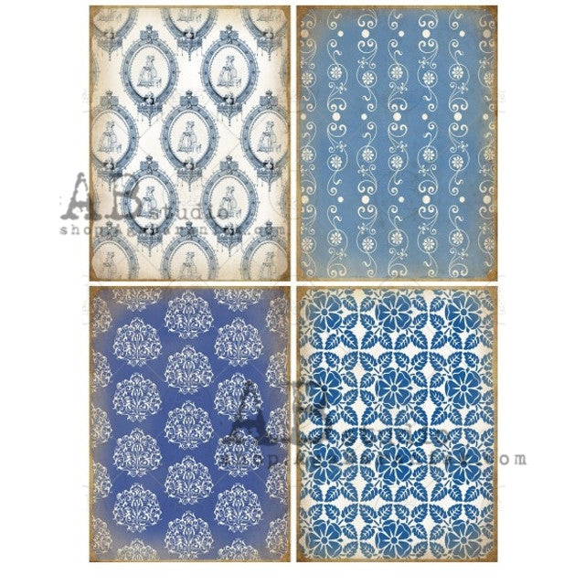 Blue Tile Patterns 0490 - Rice Paper by AB Studios