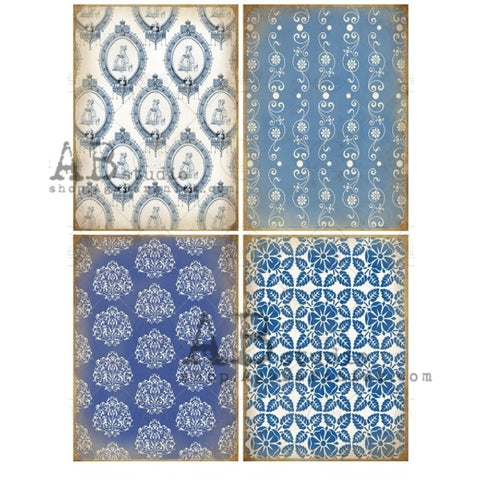 Blue Tile Patterns AB0490 - Rice Paper by AB Studios