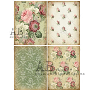 Vintage Rose Pattern AB0491 - Rice Paper by AB Studios