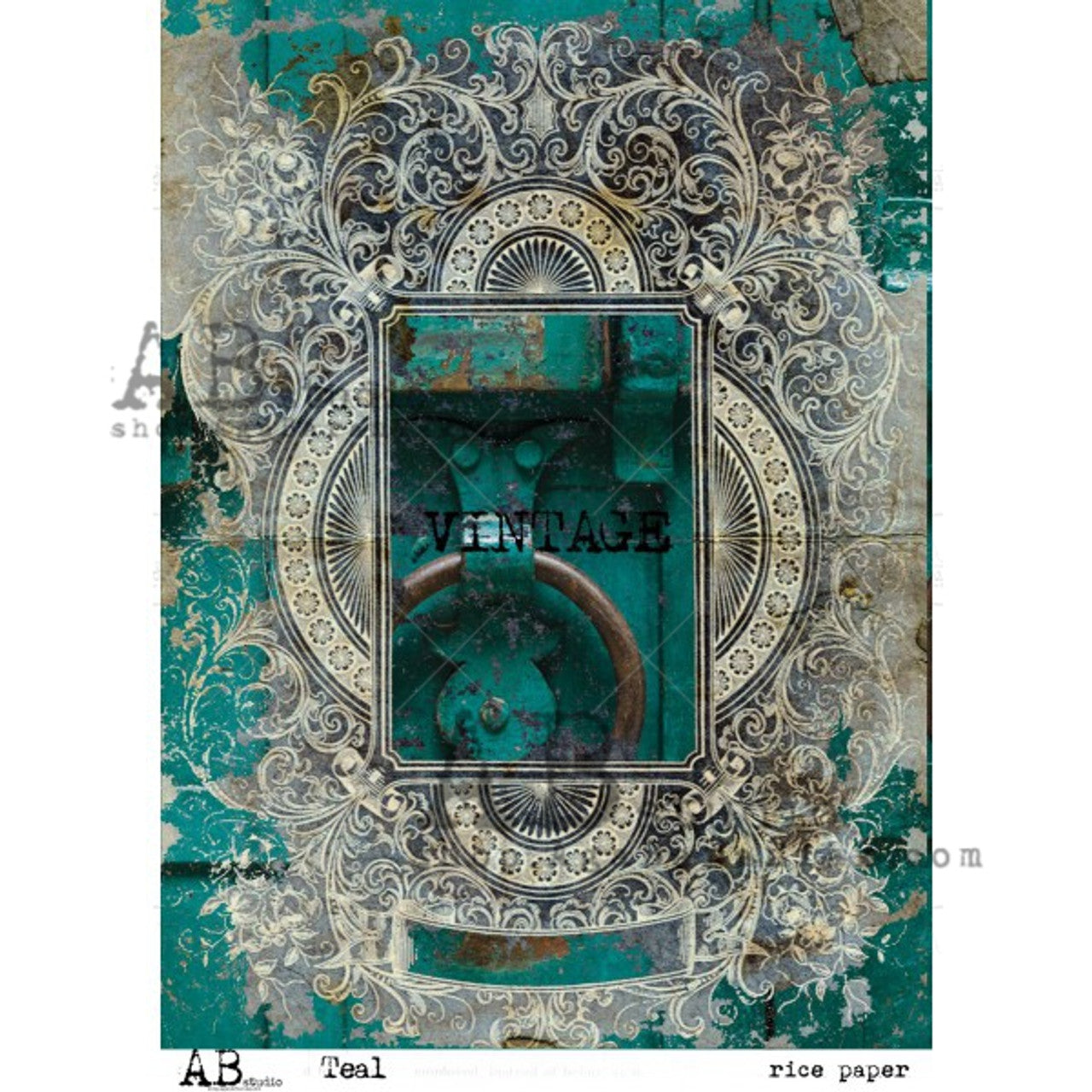 Teal Vintage - Rice Paper by AB Studios