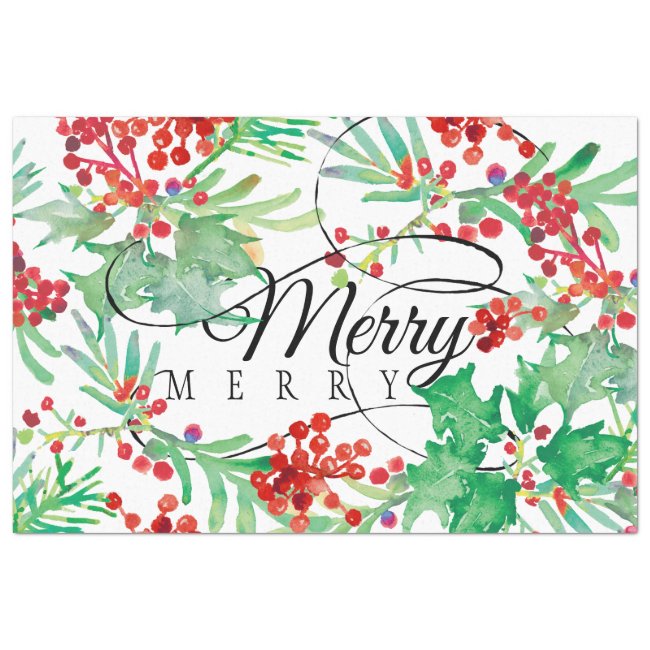 Merry Christmas Watercolor Decoupage Paper